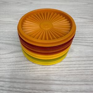 Tupperware Replacement Lids Set of 9 Vtg Starburst Seal Lid Cover 5" Multicolor